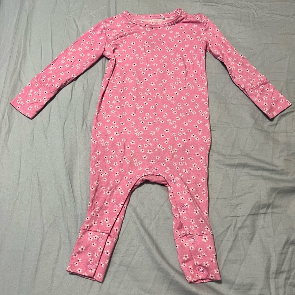 Posh Peanut Pink Floral Long Sleeve Romper